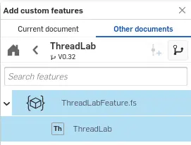Selecting the ThreadLab feature