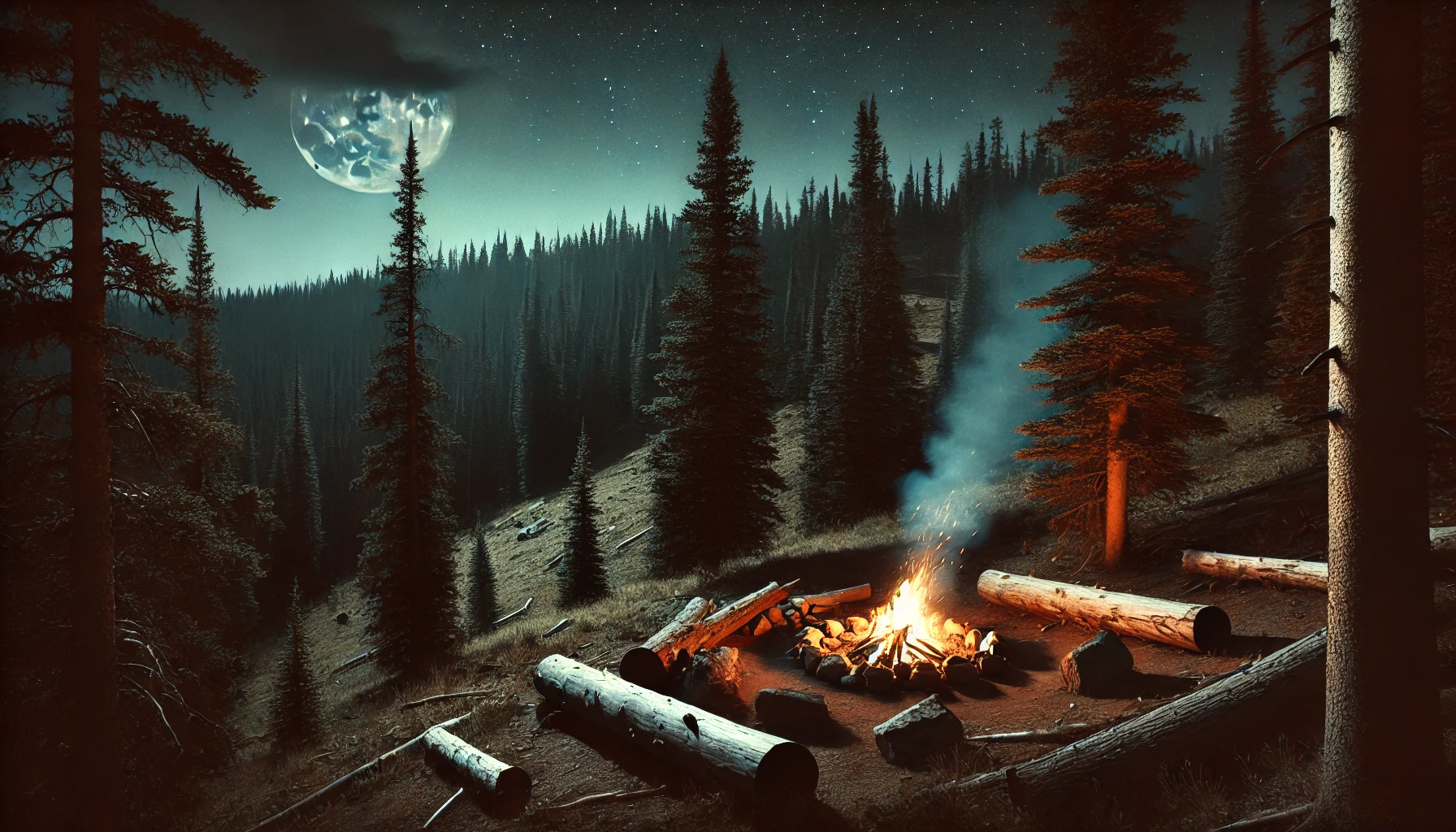 Moonlit Campfire