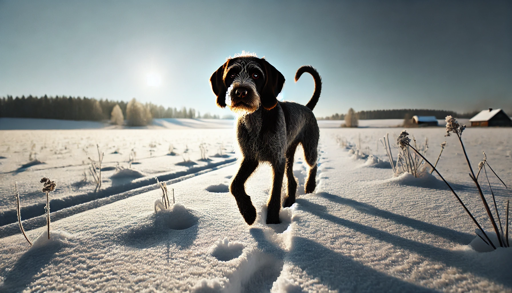 Pudelpointer In Snow